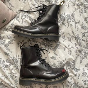 1460 ARCADIA LEATHER LACE UP CHERRY RED BOOTS